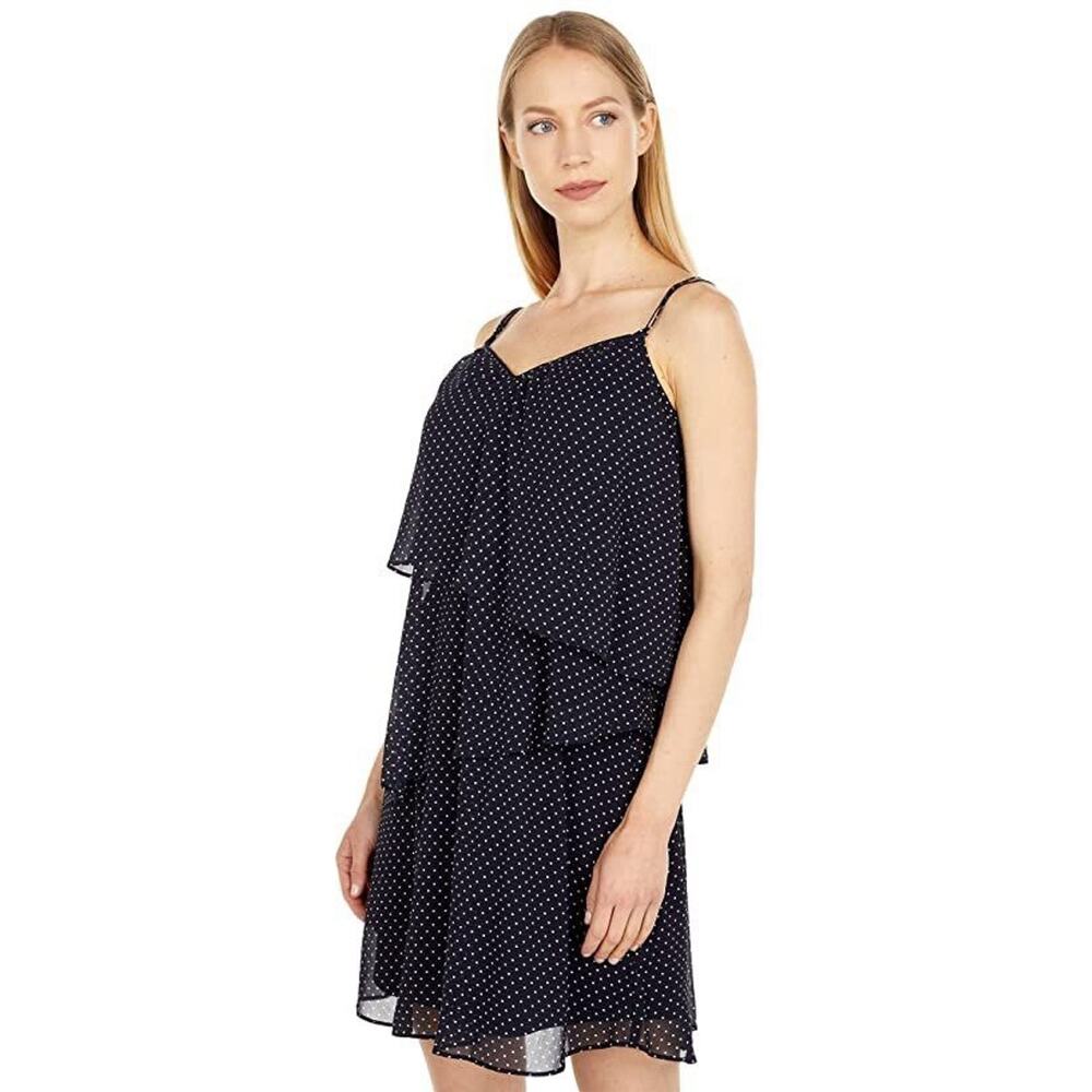 Lauren Ralph Lauren Polka Dot Georgette Dress 16 Sleeveless Layered Shift Flowy